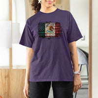 Vintage Mexican Flag T Shirt For Women Eagle Mexico Heritage Mexican Roots - Wonder Print Shop