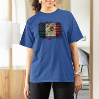 Vintage Mexican Flag T Shirt For Women Eagle Mexico Heritage Mexican Roots - Wonder Print Shop