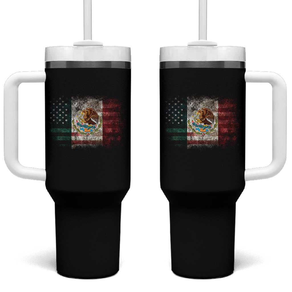Vintage Mexican Flag Tumbler With Handle Eagle Mexico Heritage Mexican Roots - Wonder Print Shop