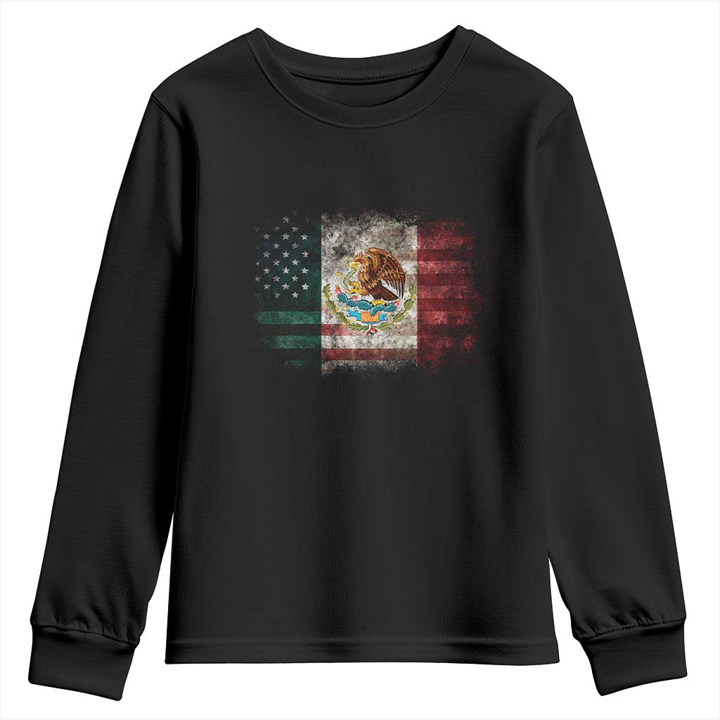 Vintage Mexican Flag Youth Sweatshirt Eagle Mexico Heritage Mexican Roots - Wonder Print Shop