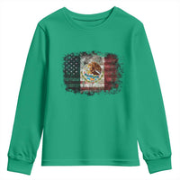 Vintage Mexican Flag Youth Sweatshirt Eagle Mexico Heritage Mexican Roots - Wonder Print Shop
