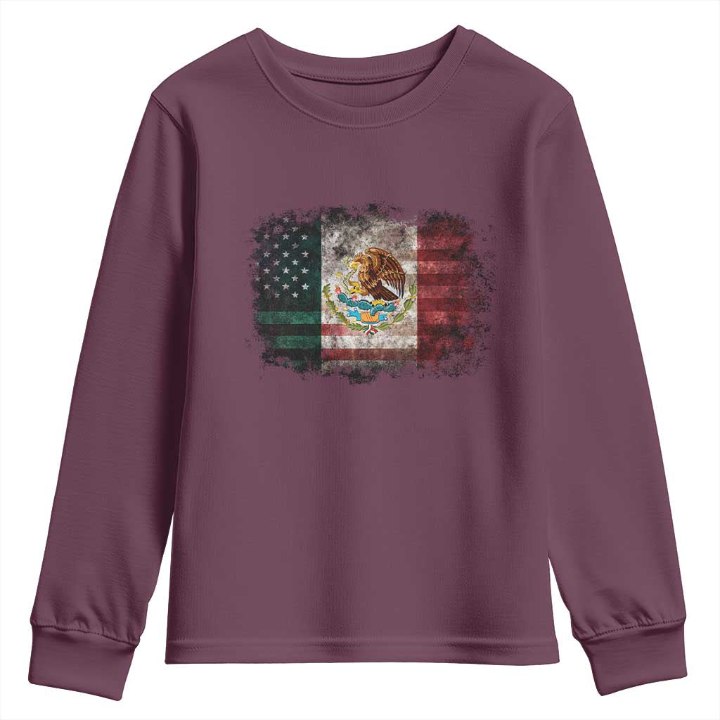 Vintage Mexican Flag Youth Sweatshirt Eagle Mexico Heritage Mexican Roots - Wonder Print Shop