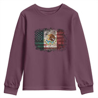 Vintage Mexican Flag Youth Sweatshirt Eagle Mexico Heritage Mexican Roots - Wonder Print Shop