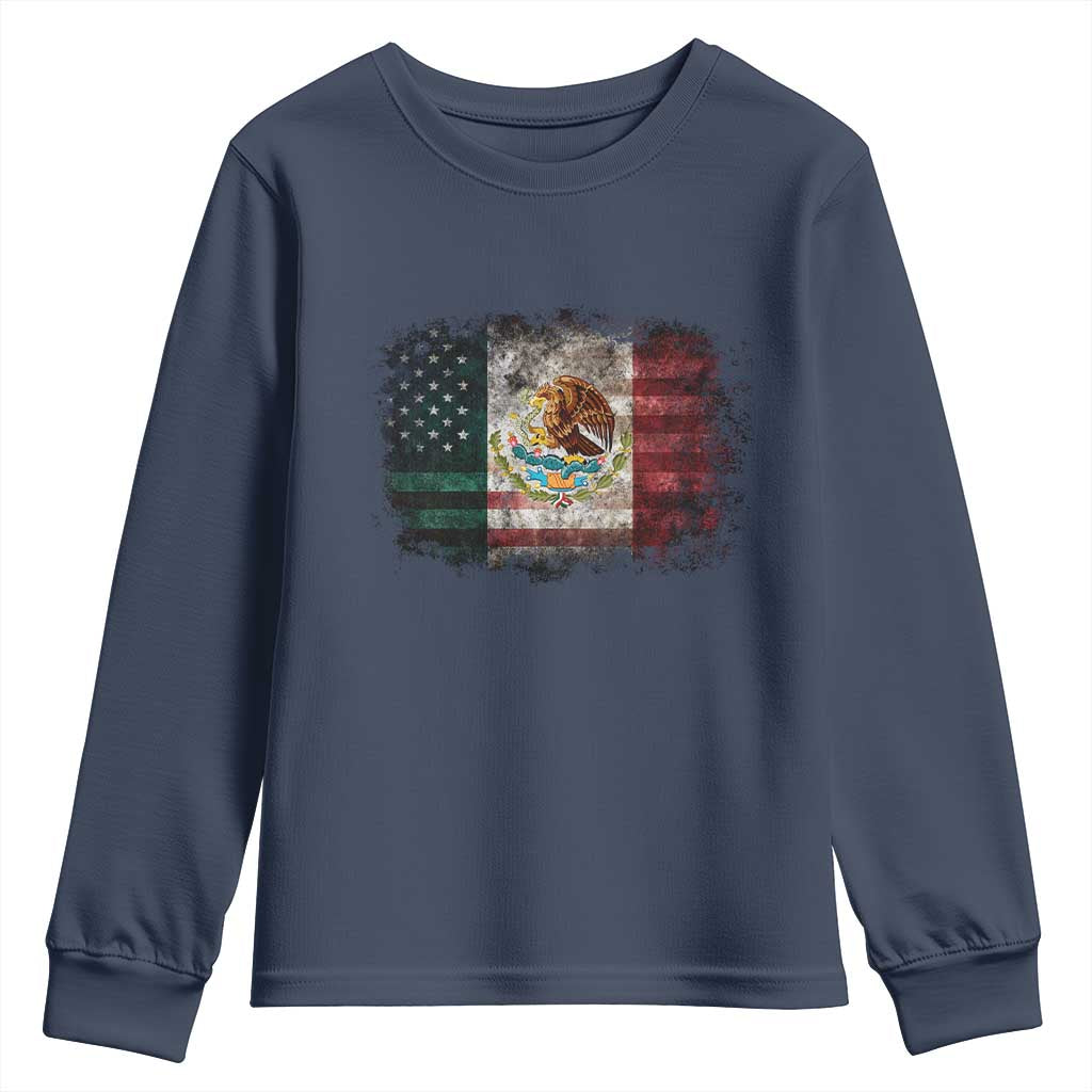 Vintage Mexican Flag Youth Sweatshirt Eagle Mexico Heritage Mexican Roots - Wonder Print Shop