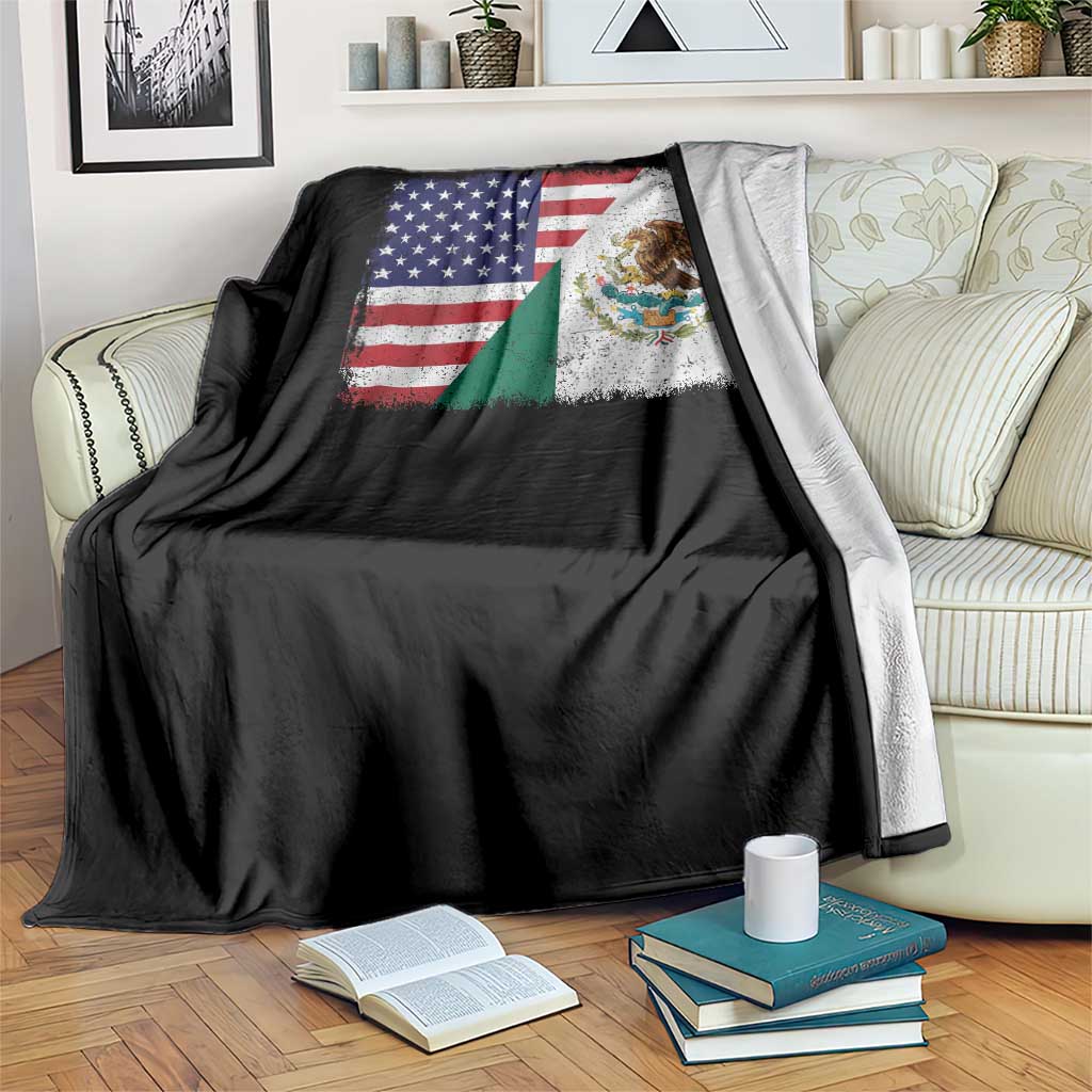 American Mexican Flag Throw Blanket Mexico Heritage Half Mexican Roots - Wonder Print Shop