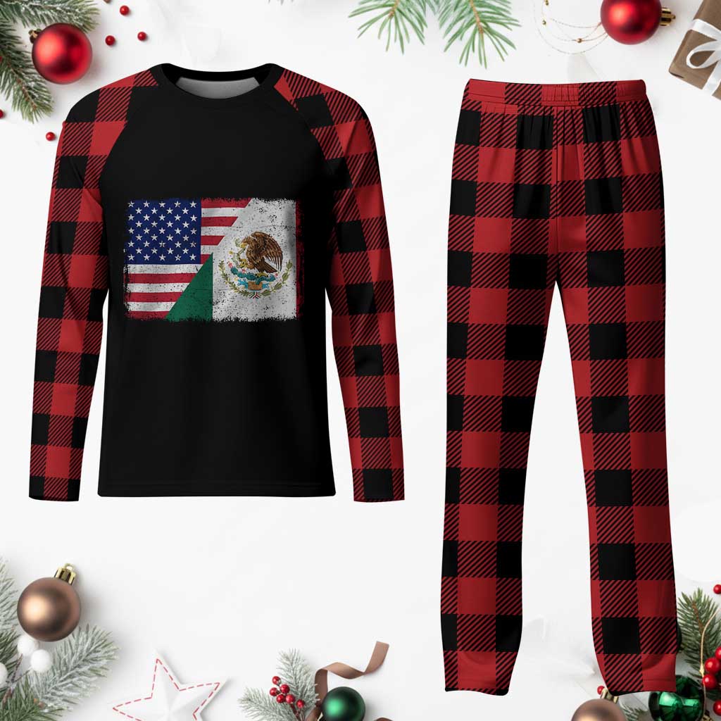 American Mexican Flag Plaid Pajama Set Mexico Heritage Half Mexican Roots - Wonder Print Shop