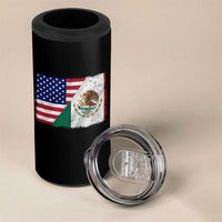 American Mexican Flag 4 in 1 Can Cooler Tumbler Mexico Heritage Half Mexican Roots - Wonder Print Shop