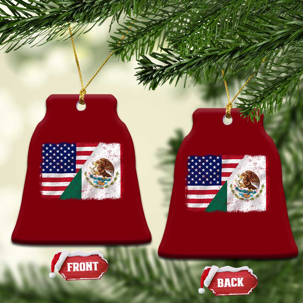 American Mexican Flag Ceramic Ornament Mexico Heritage Half Mexican Roots - Wonder Print Shop