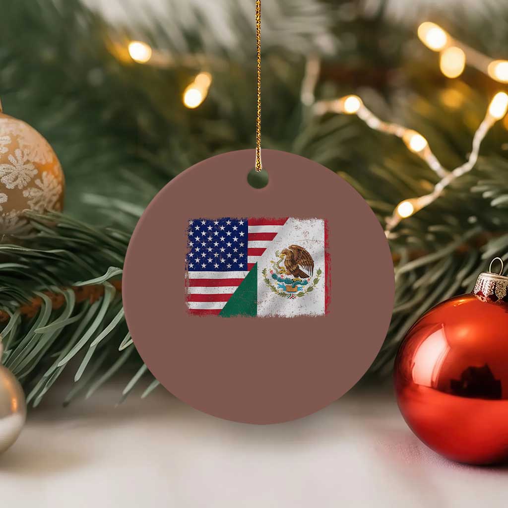 American Mexican Flag Ceramic Ornament Mexico Heritage Half Mexican Roots - Wonder Print Shop