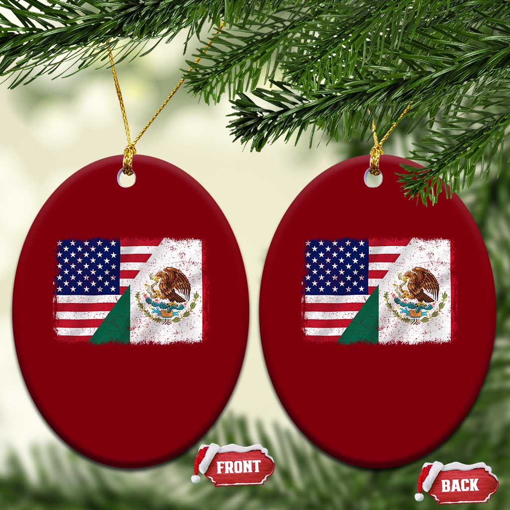 American Mexican Flag Ceramic Ornament Mexico Heritage Half Mexican Roots - Wonder Print Shop