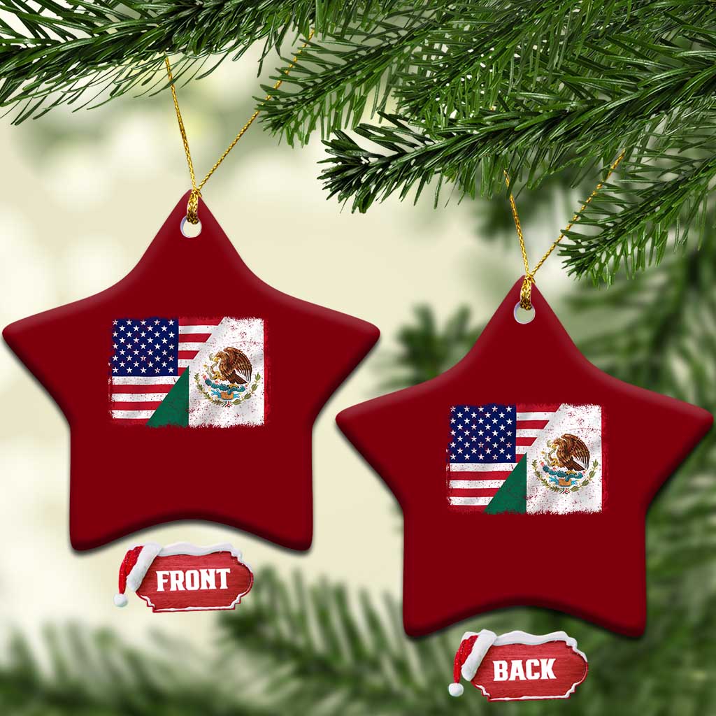 American Mexican Flag Ceramic Ornament Mexico Heritage Half Mexican Roots - Wonder Print Shop