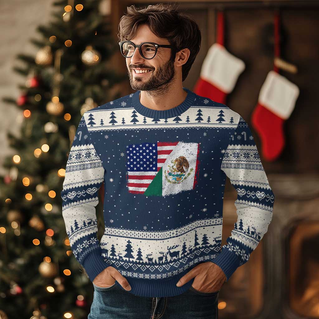 American Mexican Flag Ugly Christmas Sweater Mexico Heritage Half Mexican Roots - Wonder Print Shop