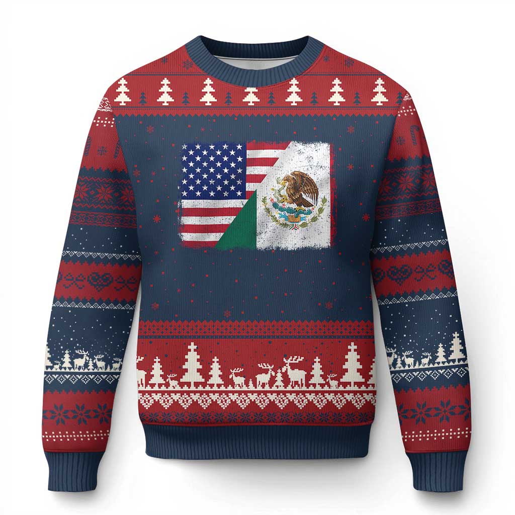 American Mexican Flag Ugly Christmas Sweater Mexico Heritage Half Mexican Roots - Wonder Print Shop