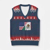 American Mexican Flag V-Neck Knit Sweater Vest Mexico Heritage Half Mexican Roots - Wonder Print Shop