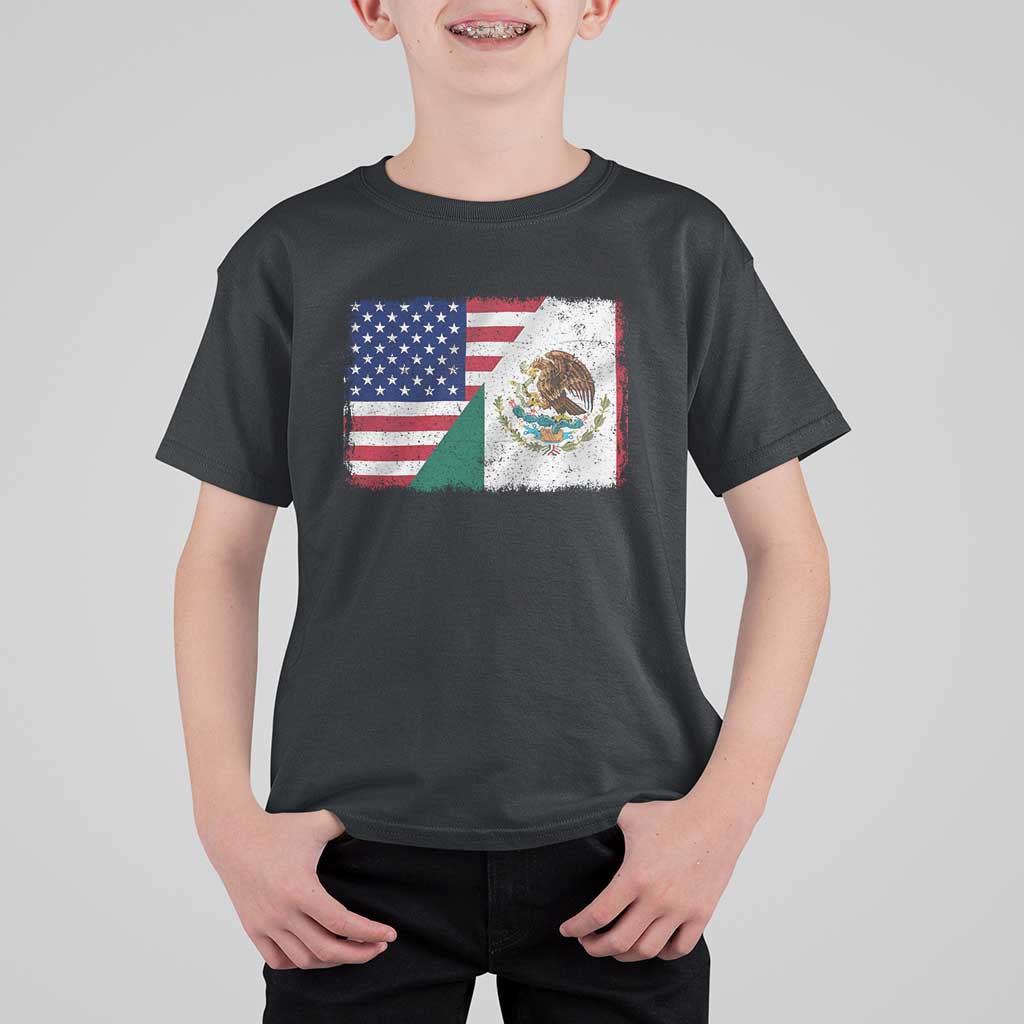 American Mexican Flag T Shirt For Kid Mexico Heritage Half Mexican Roots - Wonder Print Shop