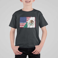 American Mexican Flag T Shirt For Kid Mexico Heritage Half Mexican Roots - Wonder Print Shop