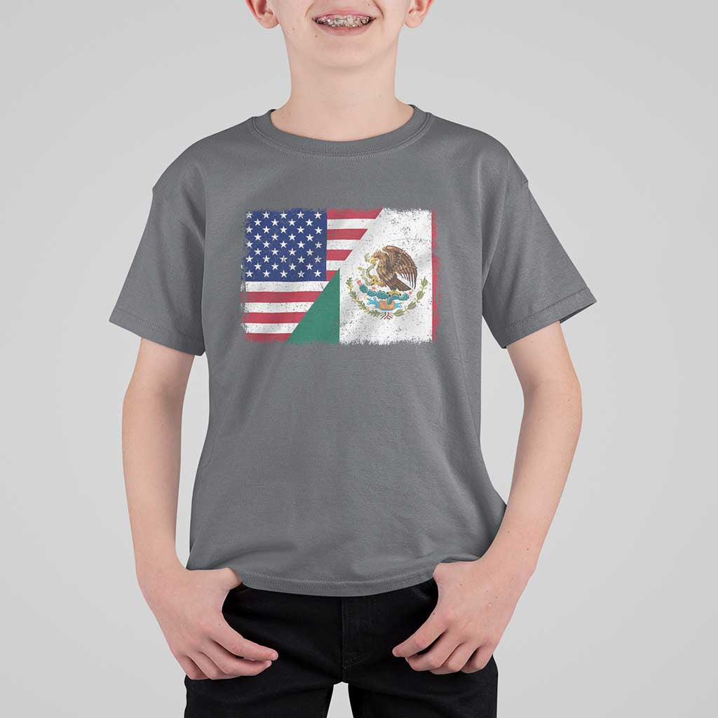 American Mexican Flag T Shirt For Kid Mexico Heritage Half Mexican Roots - Wonder Print Shop