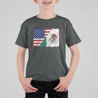 American Mexican Flag T Shirt For Kid Mexico Heritage Half Mexican Roots - Wonder Print Shop