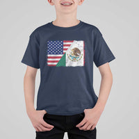 American Mexican Flag T Shirt For Kid Mexico Heritage Half Mexican Roots - Wonder Print Shop