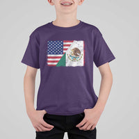 American Mexican Flag T Shirt For Kid Mexico Heritage Half Mexican Roots - Wonder Print Shop