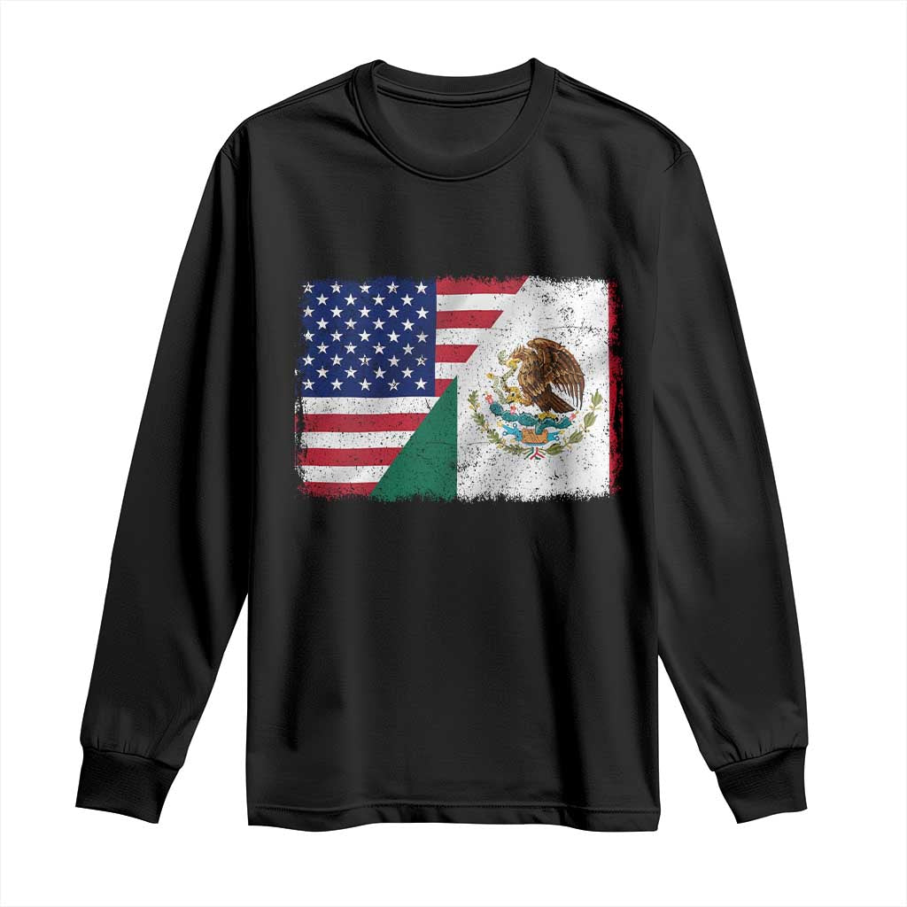 American Mexican Flag Long Sleeve Shirt Mexico Heritage Half Mexican Roots - Wonder Print Shop
