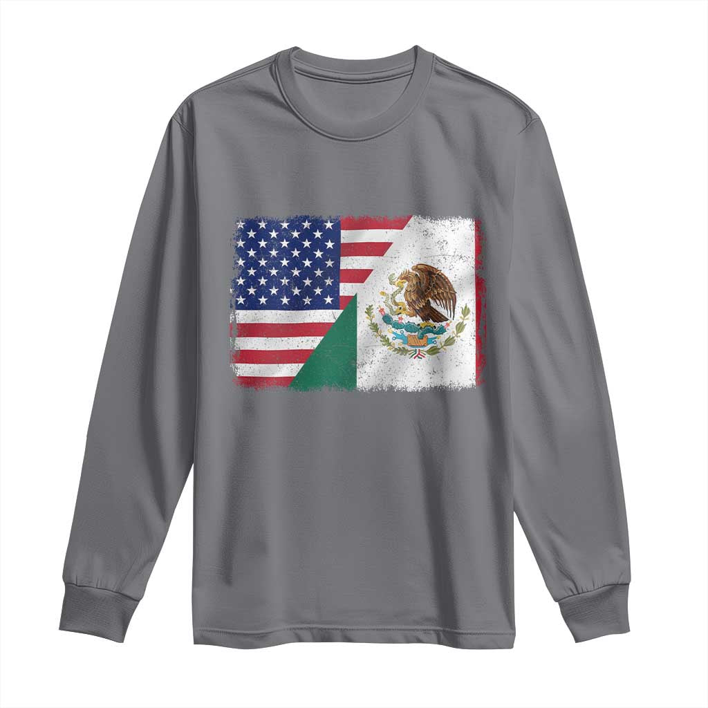 American Mexican Flag Long Sleeve Shirt Mexico Heritage Half Mexican Roots - Wonder Print Shop