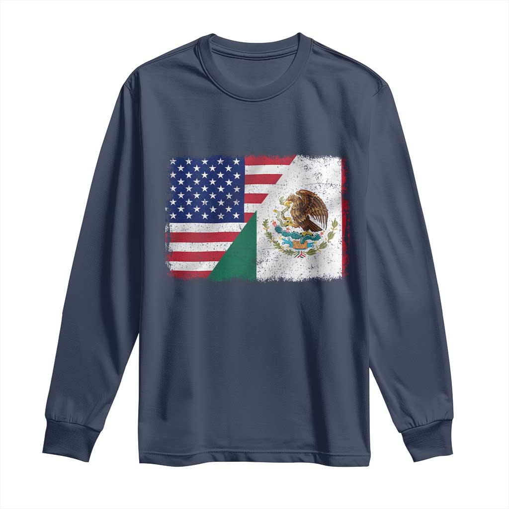 American Mexican Flag Long Sleeve Shirt Mexico Heritage Half Mexican Roots - Wonder Print Shop