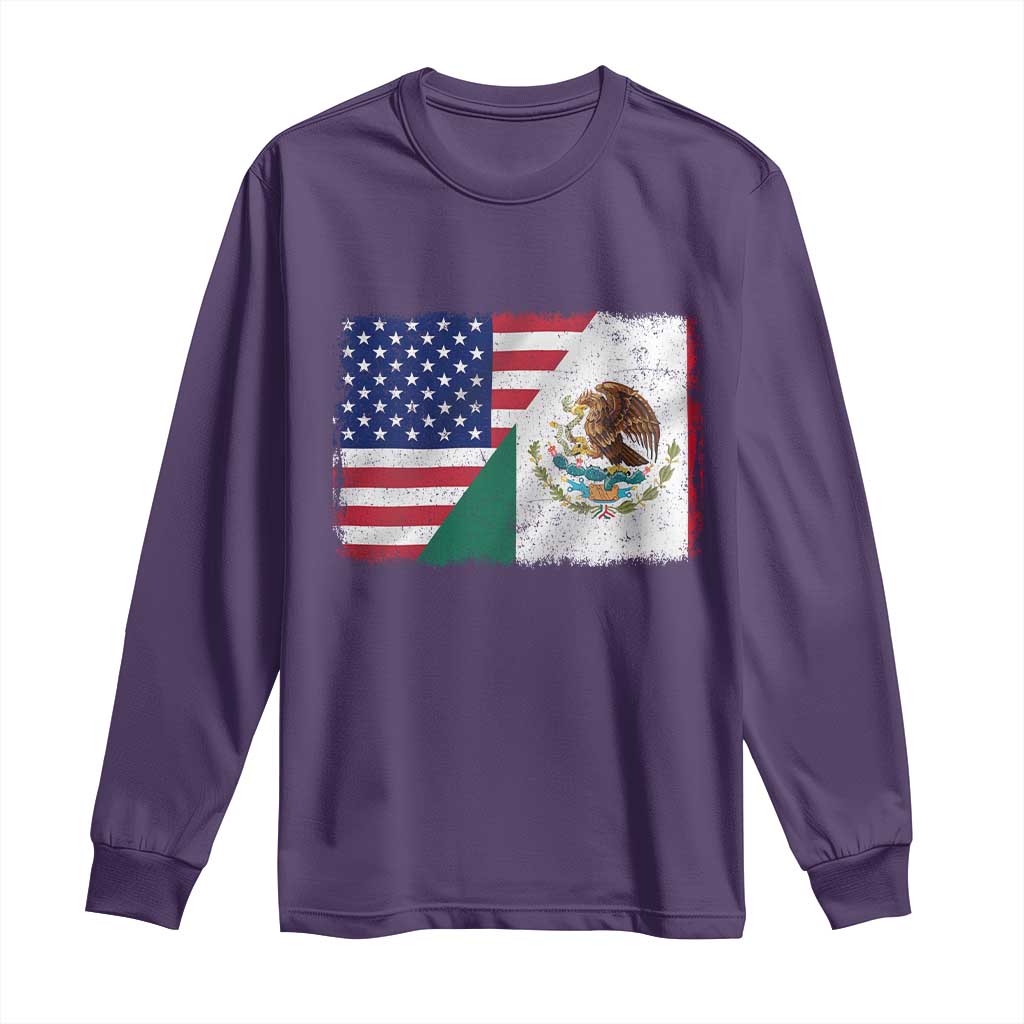 American Mexican Flag Long Sleeve Shirt Mexico Heritage Half Mexican Roots - Wonder Print Shop
