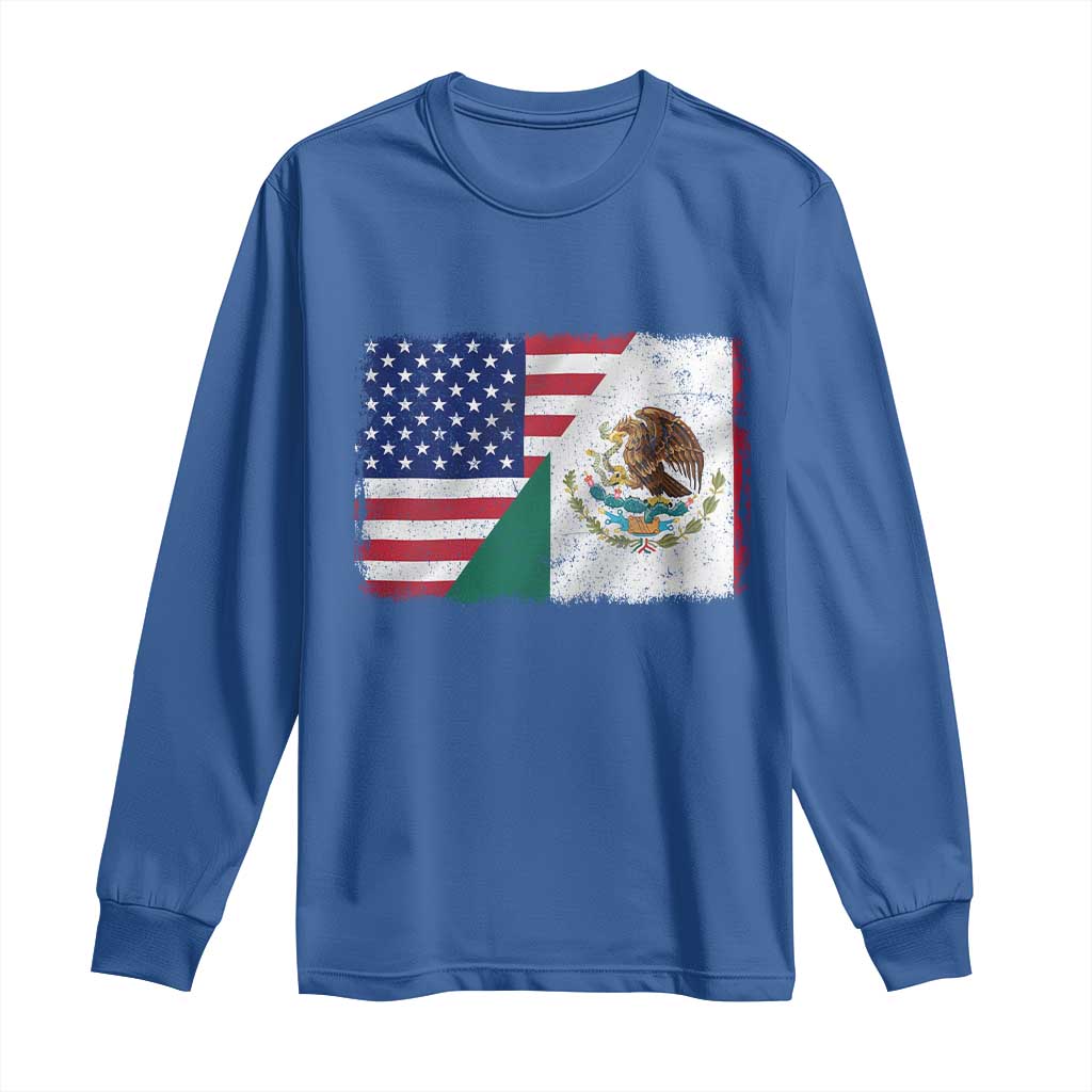 American Mexican Flag Long Sleeve Shirt Mexico Heritage Half Mexican Roots - Wonder Print Shop