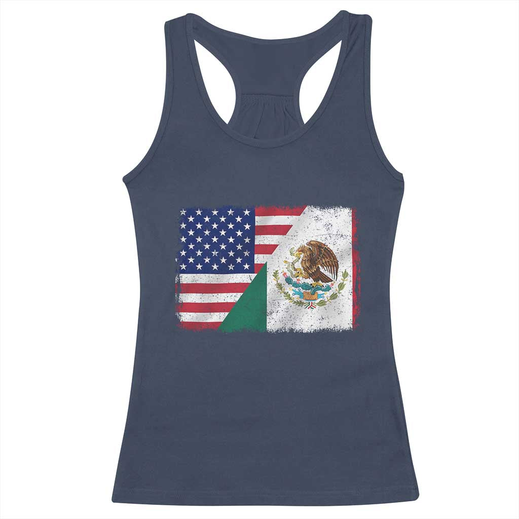 American Mexican Flag Racerback Tank Top Mexico Heritage Half Mexican Roots - Wonder Print Shop