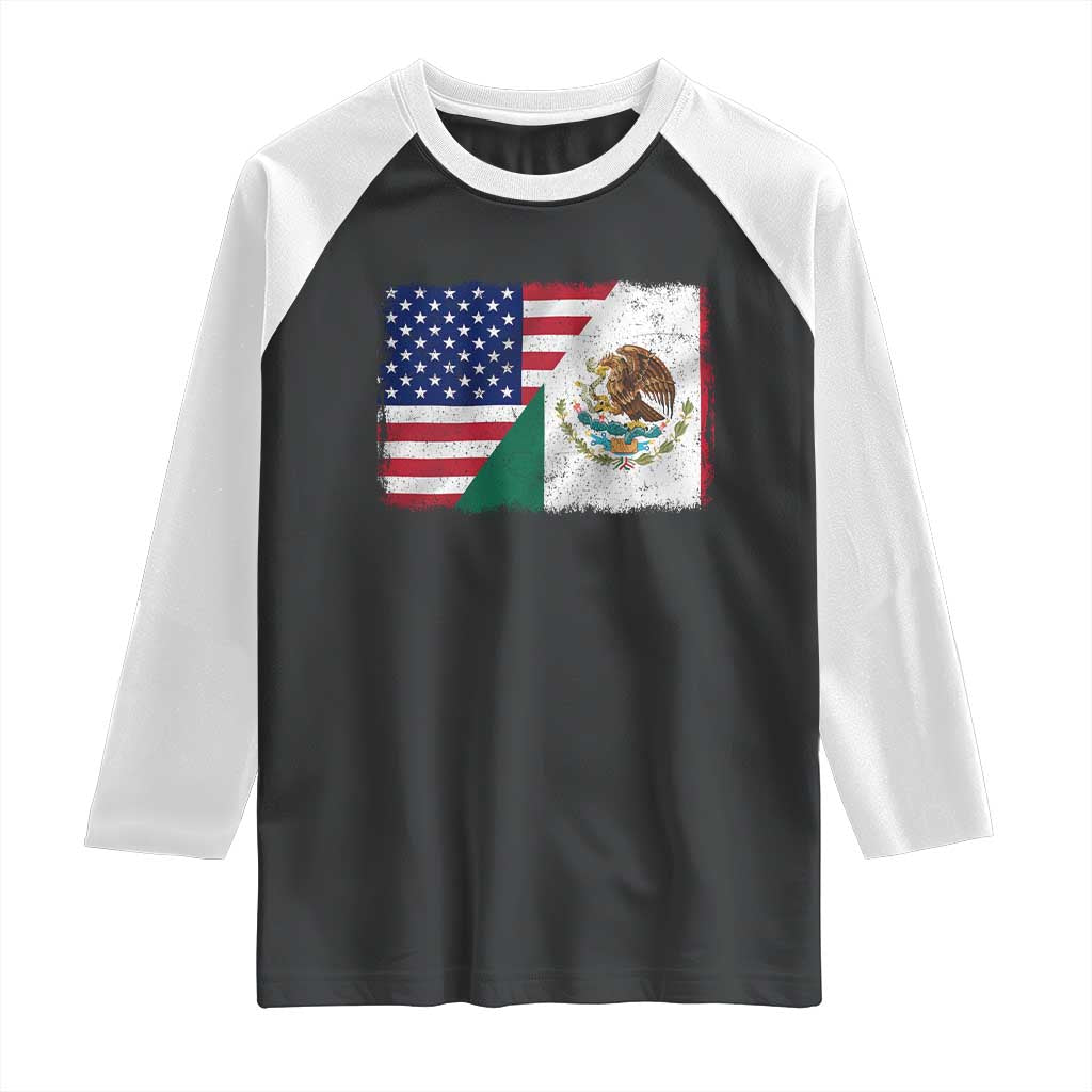 American Mexican Flag Raglan Shirt Mexico Heritage Half Mexican Roots - Wonder Print Shop