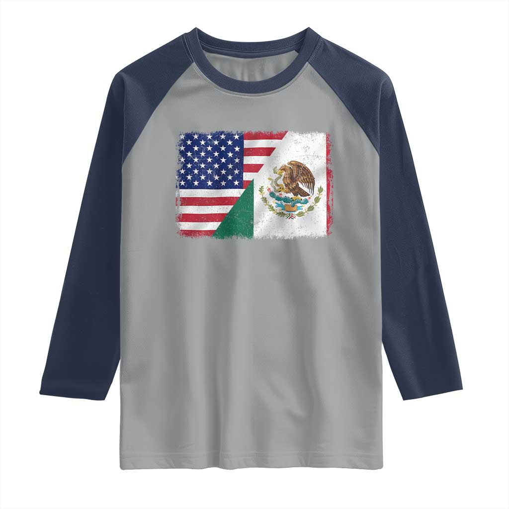 American Mexican Flag Raglan Shirt Mexico Heritage Half Mexican Roots - Wonder Print Shop