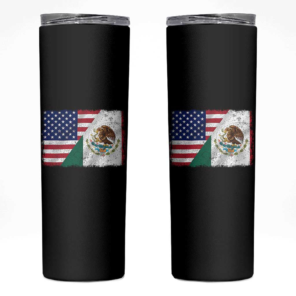 American Mexican Flag Skinny Tumbler Mexico Heritage Half Mexican Roots - Wonder Print Shop