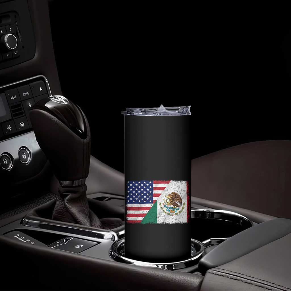 American Mexican Flag Skinny Tumbler Mexico Heritage Half Mexican Roots - Wonder Print Shop