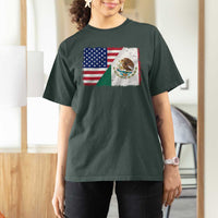 American Mexican Flag T Shirt For Women Mexico Heritage Half Mexican Roots - Wonder Print Shop