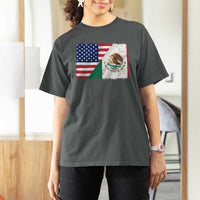 American Mexican Flag T Shirt For Women Mexico Heritage Half Mexican Roots - Wonder Print Shop