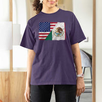 American Mexican Flag T Shirt For Women Mexico Heritage Half Mexican Roots - Wonder Print Shop