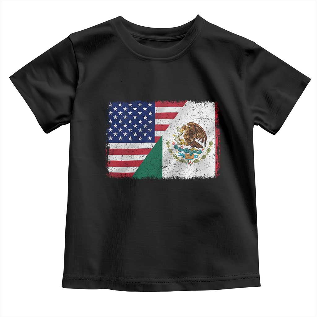 American Mexican Flag Toddler T Shirt Mexico Heritage Half Mexican Roots - Wonder Print Shop