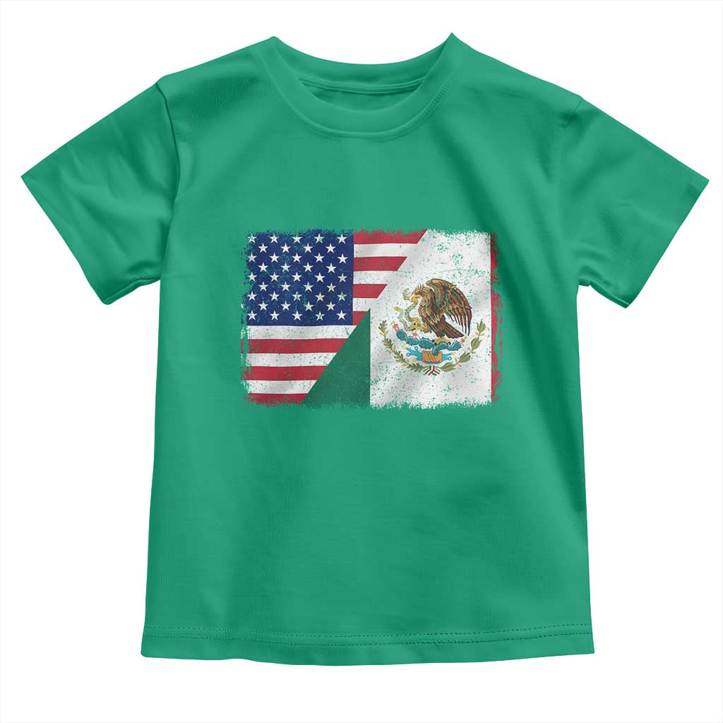 American Mexican Flag Toddler T Shirt Mexico Heritage Half Mexican Roots - Wonder Print Shop