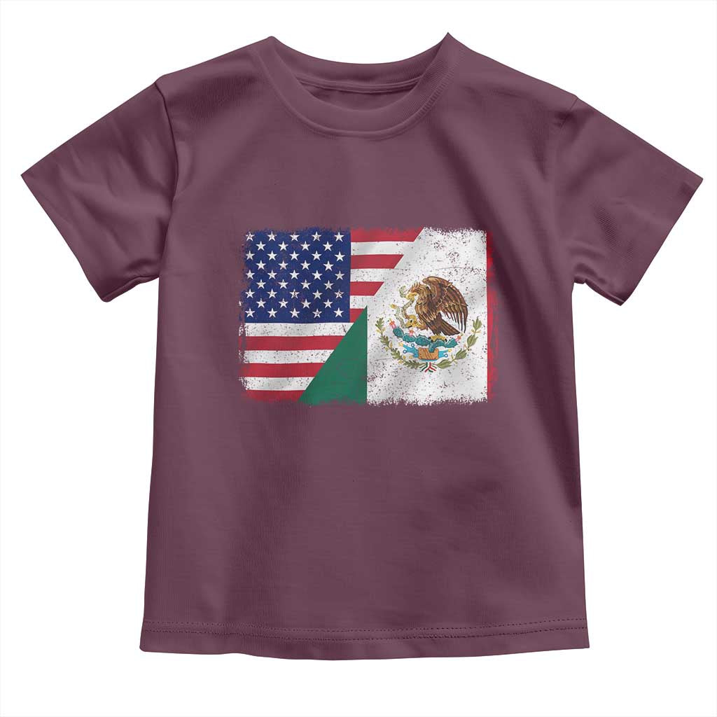 American Mexican Flag Toddler T Shirt Mexico Heritage Half Mexican Roots - Wonder Print Shop