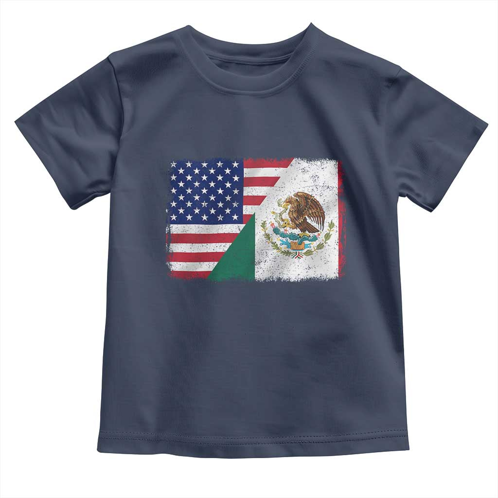 American Mexican Flag Toddler T Shirt Mexico Heritage Half Mexican Roots - Wonder Print Shop