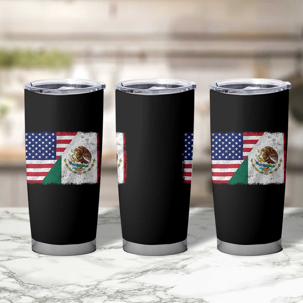 American Mexican Flag Tumbler Cup Mexico Heritage Half Mexican Roots - Wonder Print Shop