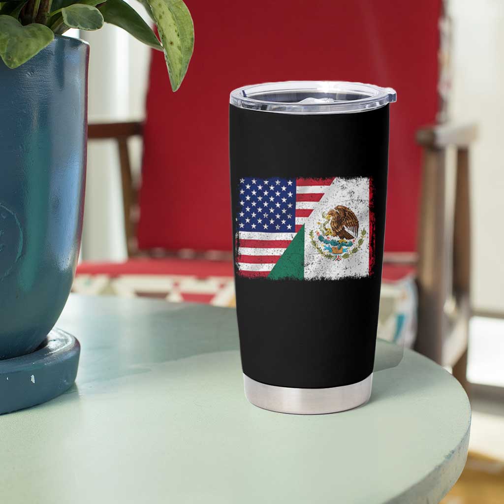American Mexican Flag Tumbler Cup Mexico Heritage Half Mexican Roots - Wonder Print Shop