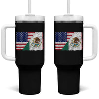 American Mexican Flag Tumbler With Handle Mexico Heritage Half Mexican Roots - Wonder Print Shop