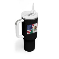 American Mexican Flag Tumbler With Handle Mexico Heritage Half Mexican Roots - Wonder Print Shop