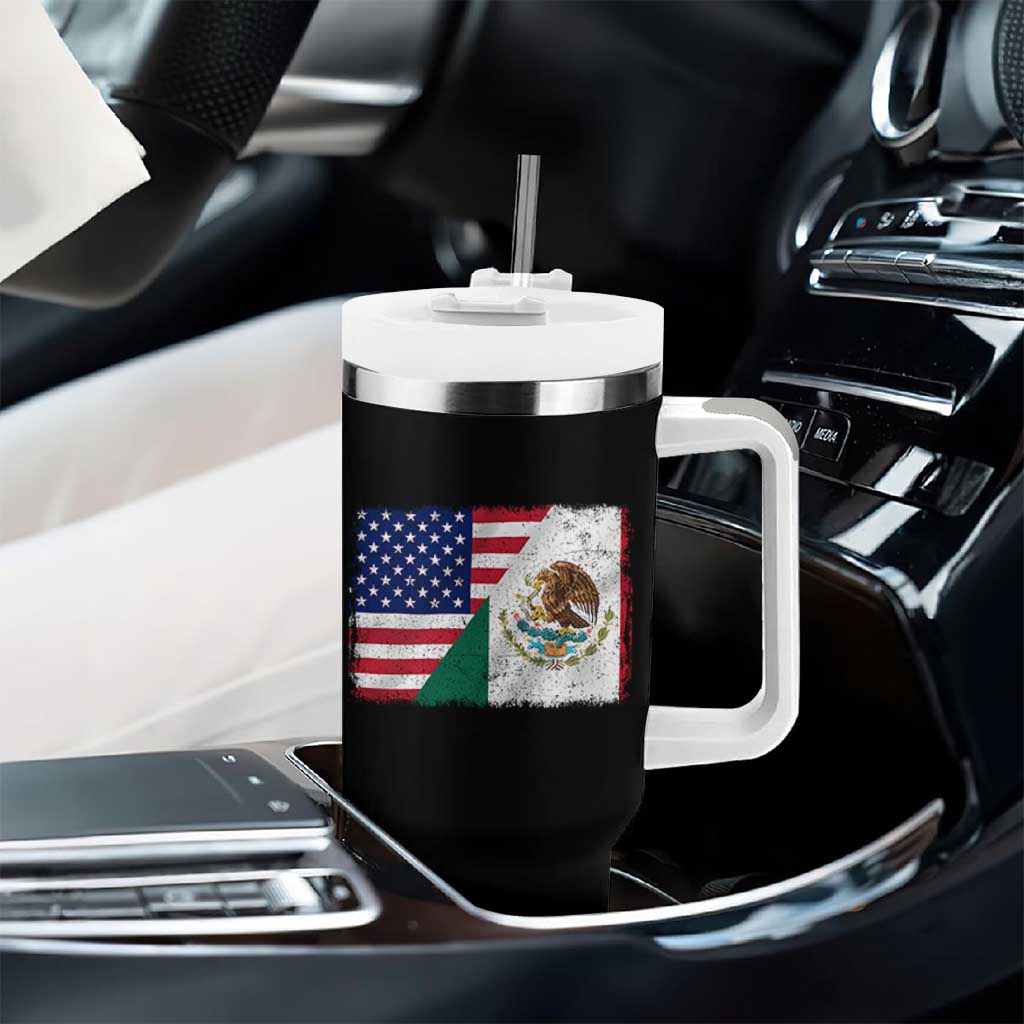 American Mexican Flag Tumbler With Handle Mexico Heritage Half Mexican Roots - Wonder Print Shop