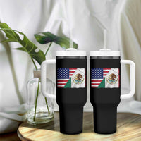 American Mexican Flag Tumbler With Handle Mexico Heritage Half Mexican Roots - Wonder Print Shop