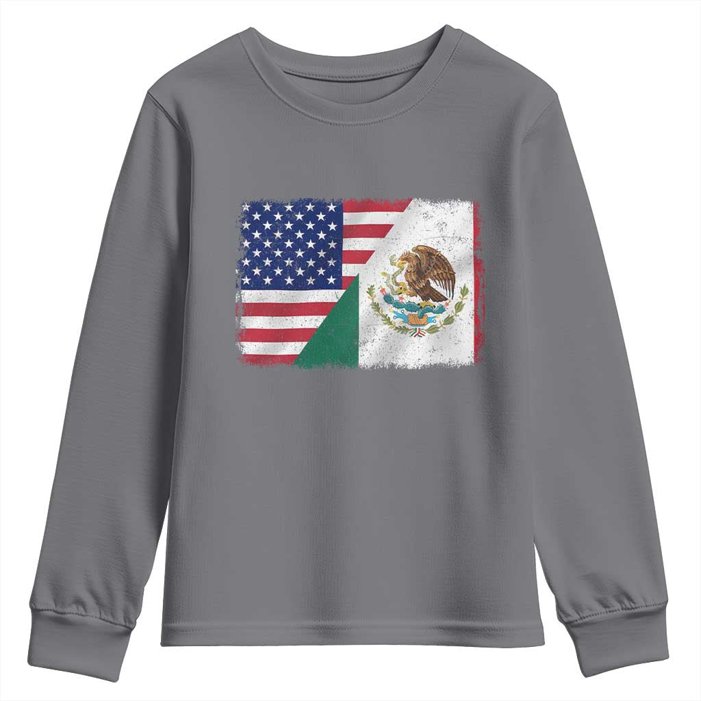 American Mexican Flag Youth Sweatshirt Mexico Heritage Half Mexican Roots - Wonder Print Shop