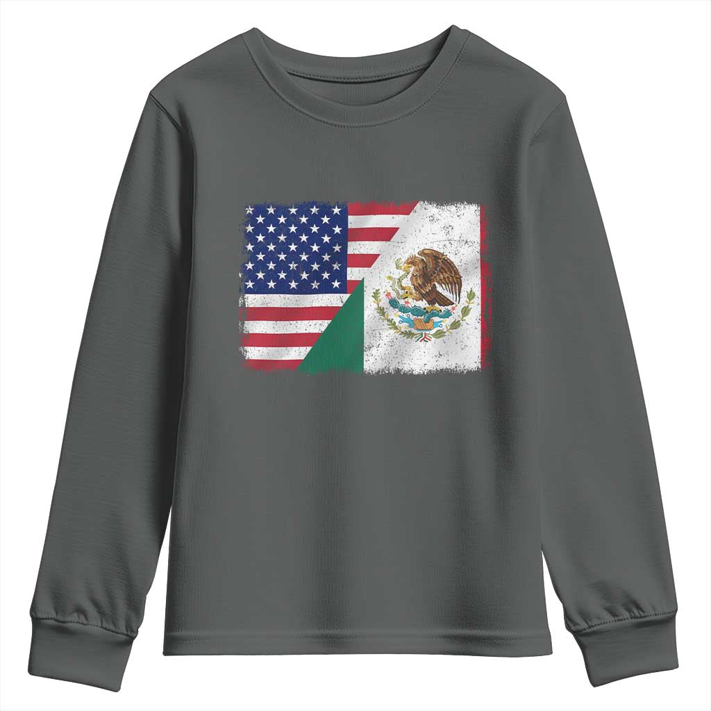 American Mexican Flag Youth Sweatshirt Mexico Heritage Half Mexican Roots - Wonder Print Shop