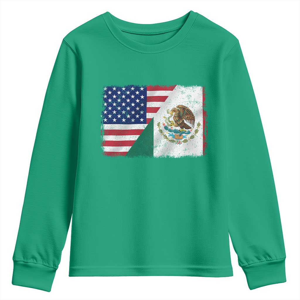 American Mexican Flag Youth Sweatshirt Mexico Heritage Half Mexican Roots - Wonder Print Shop